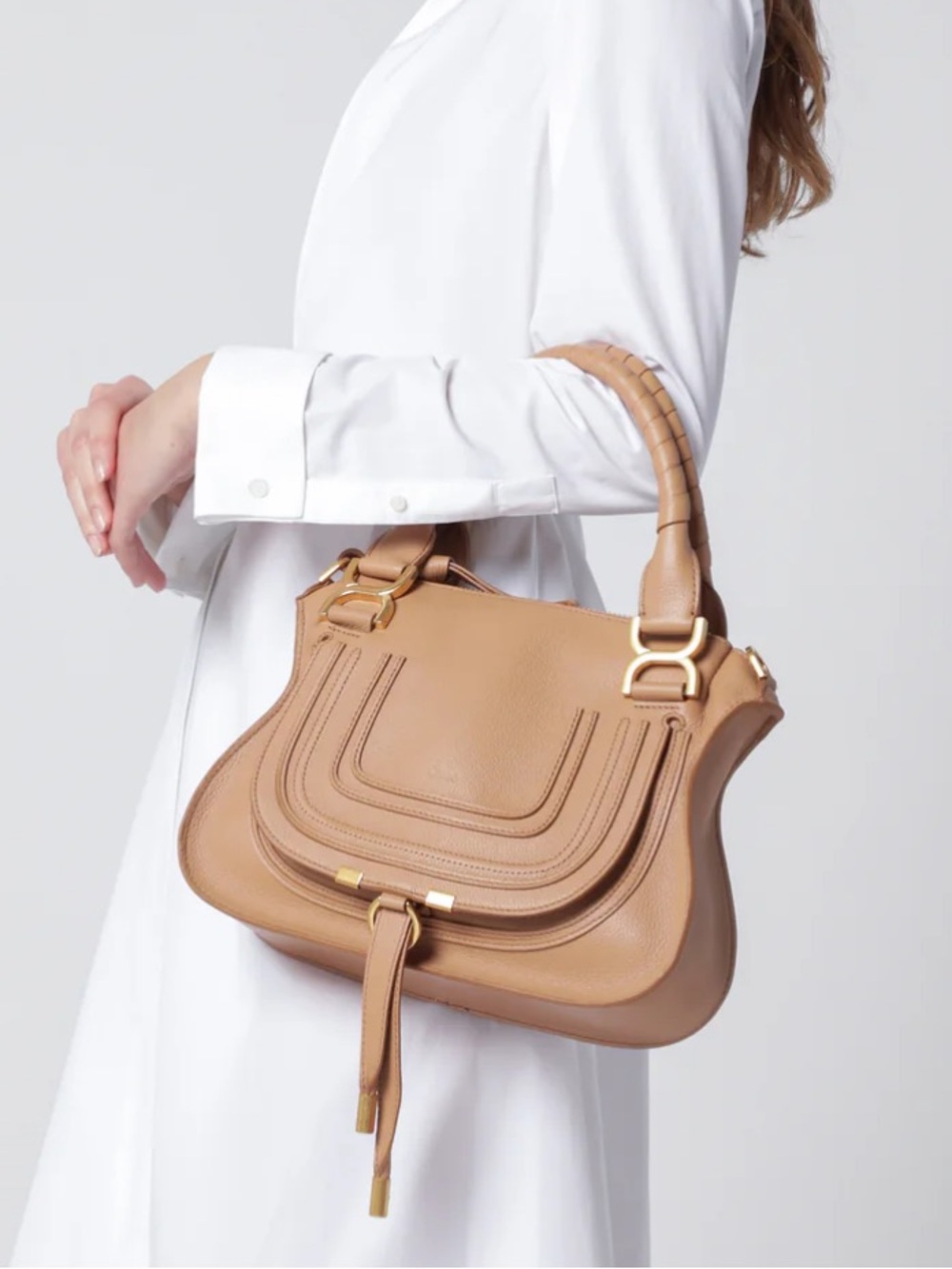 Chloe mini Marcie bag. Leather Satchel with Gold Hardware - Picture 3 of 16